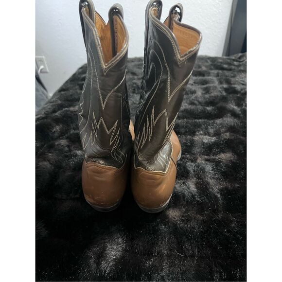 Tony lama cowboy scrolled western leather boots 11.5 main image 4